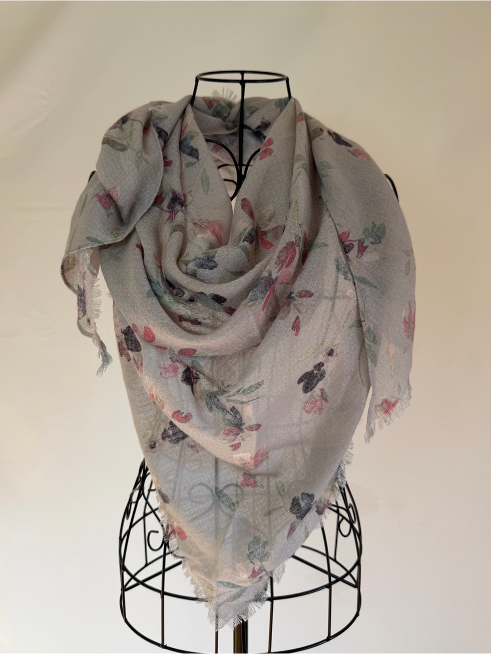 Light Gray Floral Women's Scarf